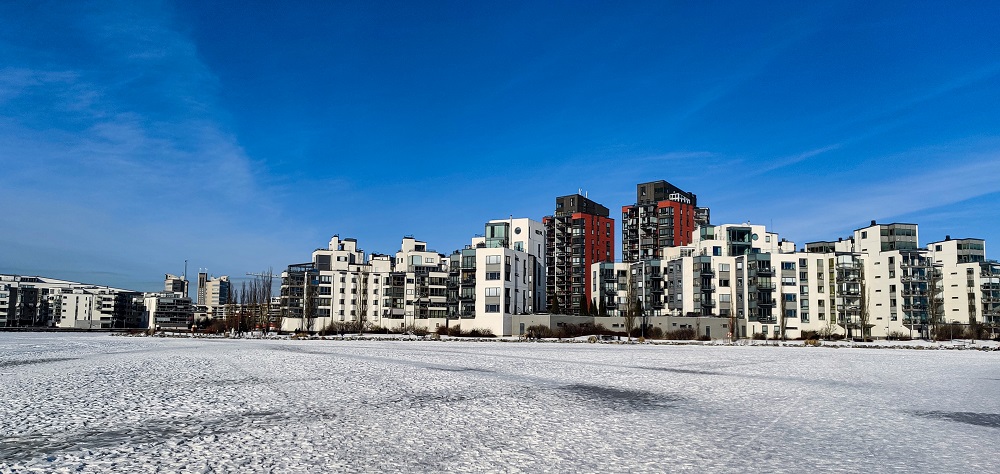 Västerås med is på vattnet